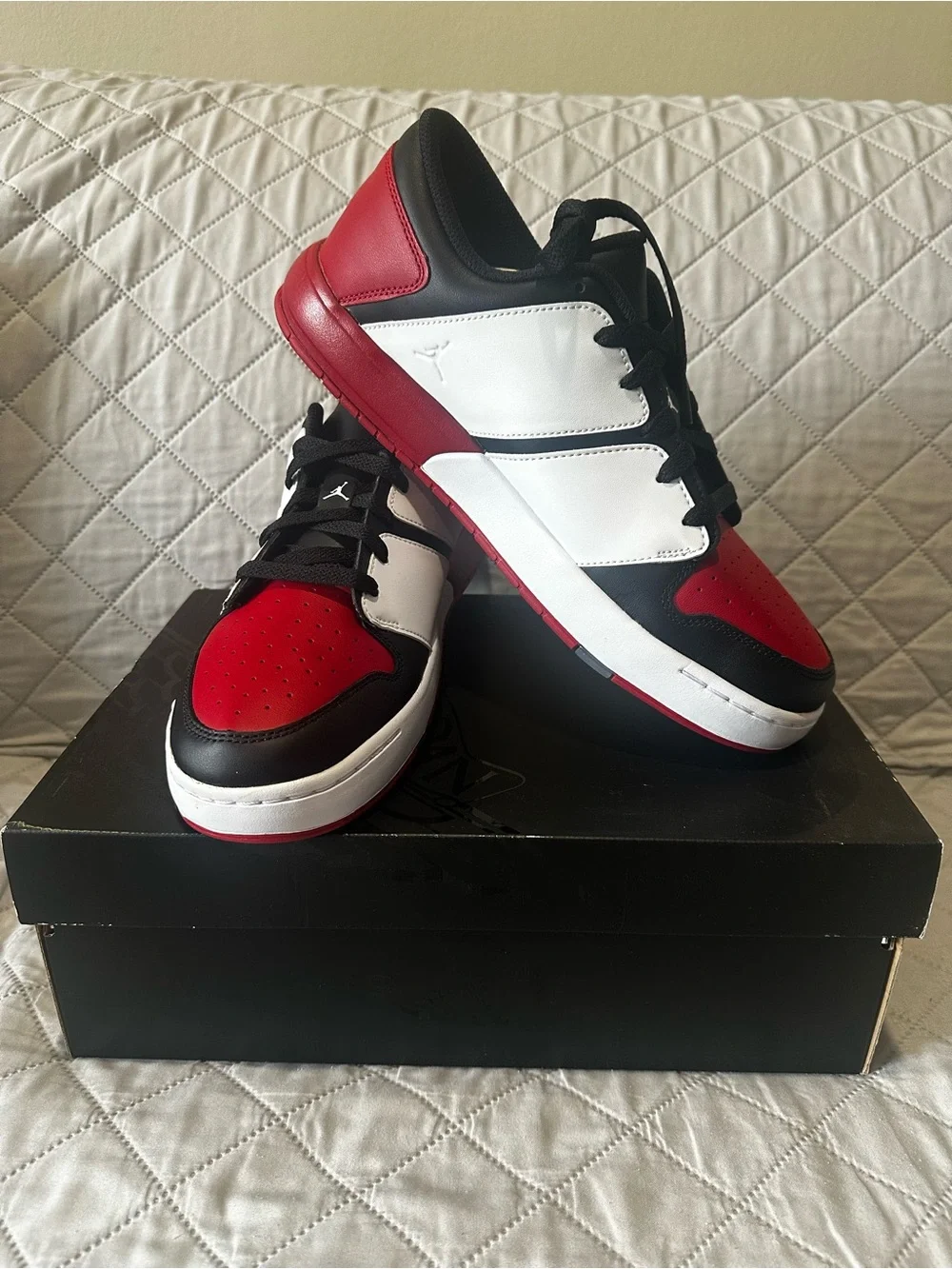 NEW Jordan Nu Retro Low-Top Sneakers in Red, Black & White